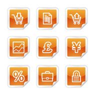 E-business web icons orange glossy sticker series