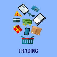 Trading flat poster design for online shopping