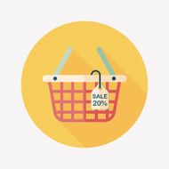 shopping basket flat icon with long shadow eps10 N5