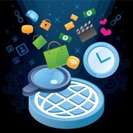 Web search with icon burst