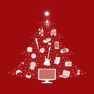 Christmas tree with present