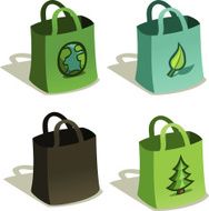 Reusable Bags for Grocery Shopping in Blue & Green Vector