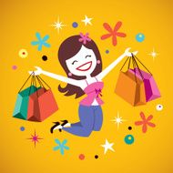 happy girl shopping