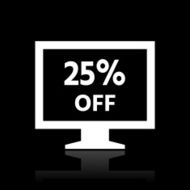 Computer Monitor icon on a black background - WhiteSeries N113