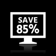 Computer Monitor icon on a black background - WhiteSeries N134