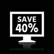 Computer Monitor icon on a black background - WhiteSeries N140
