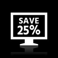 Computer Monitor icon on a black background - WhiteSeries N142