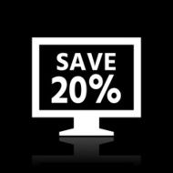 Computer Monitor icon on a black background - WhiteSeries N143