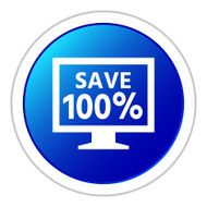 Computer Monitor icon on a round button - StickerSeries N101
