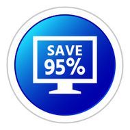 Computer Monitor icon on a round button - StickerSeries N102