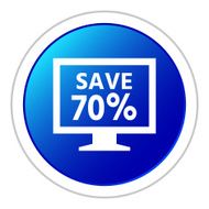Computer Monitor icon on a round button - StickerSeries N104