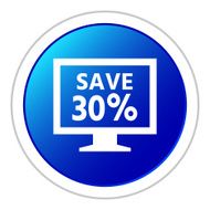 Computer Monitor icon on a round button - StickerSeries N107