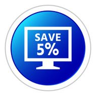 Computer Monitor icon on a round button - StickerSeries N110