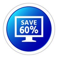 Computer Monitor icon on a round button - StickerSeries N134