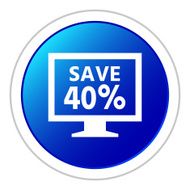 Computer Monitor icon on a round button - StickerSeries N135