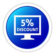 Computer Monitor icon on a round button - StickerSeries N149