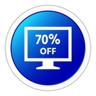 Computer Monitor icon on a round button - StickerSeries N158