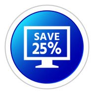 Computer Monitor icon on a round button - StickerSeries N164