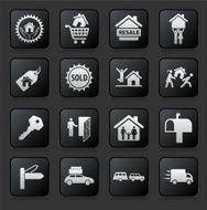 Real Estate icon set on Black Background