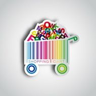 Abstract vector shopping cart made from bar-code