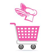 Pink Shopping Cart With Chef Hat Wings