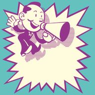 Business Man Jump & Shout with Speaker (Retro Style) N2