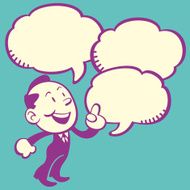 Business Man with Comic Speech Bubbles (Retro Style) N2