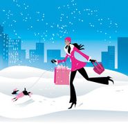 Girl shopping in the snow
