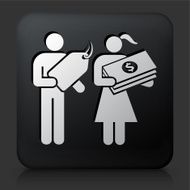 Black Square Button with Shopping Couple Icon N2