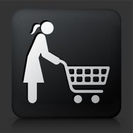 Black Square Button with Shopping Woman Icon N2