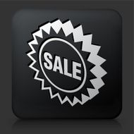 Black Square Button with Sale Sign N2