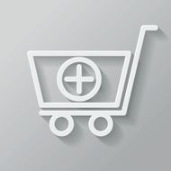 Shopping Cart Paper Thin Line Interface Icon With Long Shadow N3