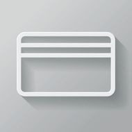 Credit Card Paper Thin Line Interface Icon With Long Shadow