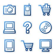 Electronics icons blue contour series