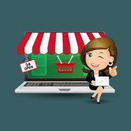 People Set - E-shopping Businesswoman Online shopping PC