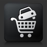Black Square Button with Car Shopping Icon N2
