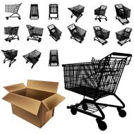 shopping cart silhouette set