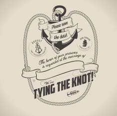 Vintage nautical themed wedding invitation with place for text N2