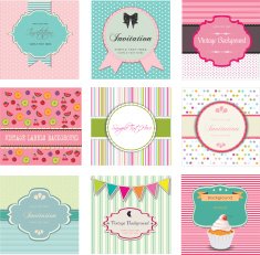 Set of vintage labels and invitations vector desig N2