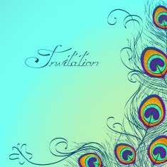 Card or invitation with peacock feathers decoration N2