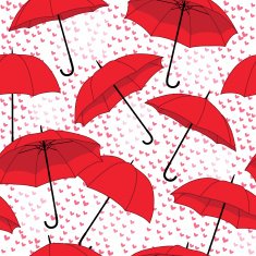 romantic pattern with umbrellas and rain of hearts N2