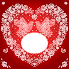 Heart Shape and Birds Lace Frame