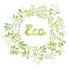 Word Eco in floral wreath with branches and leaves