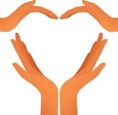 Four hands heart (vector)