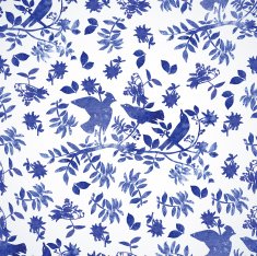 Pattern with blue watercolor birds