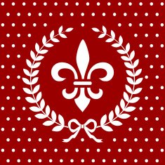 Neoclassical seamless pattern with laurel wreath in red