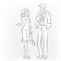 Meeting man and woman Talking walking