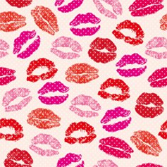 Seamless Pattern of Lipstick Kisses