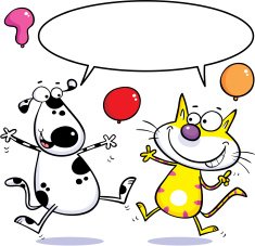 Cat dog partying