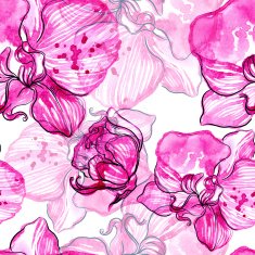 watercolor and digital seamless pattern with flowers N6